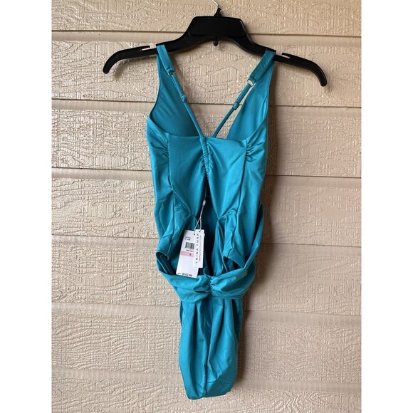 Trina Turk womens One Piece Swimsuit size 6 Ceramic Monaco Plunge High Leg $162 - Picture 8 of 11